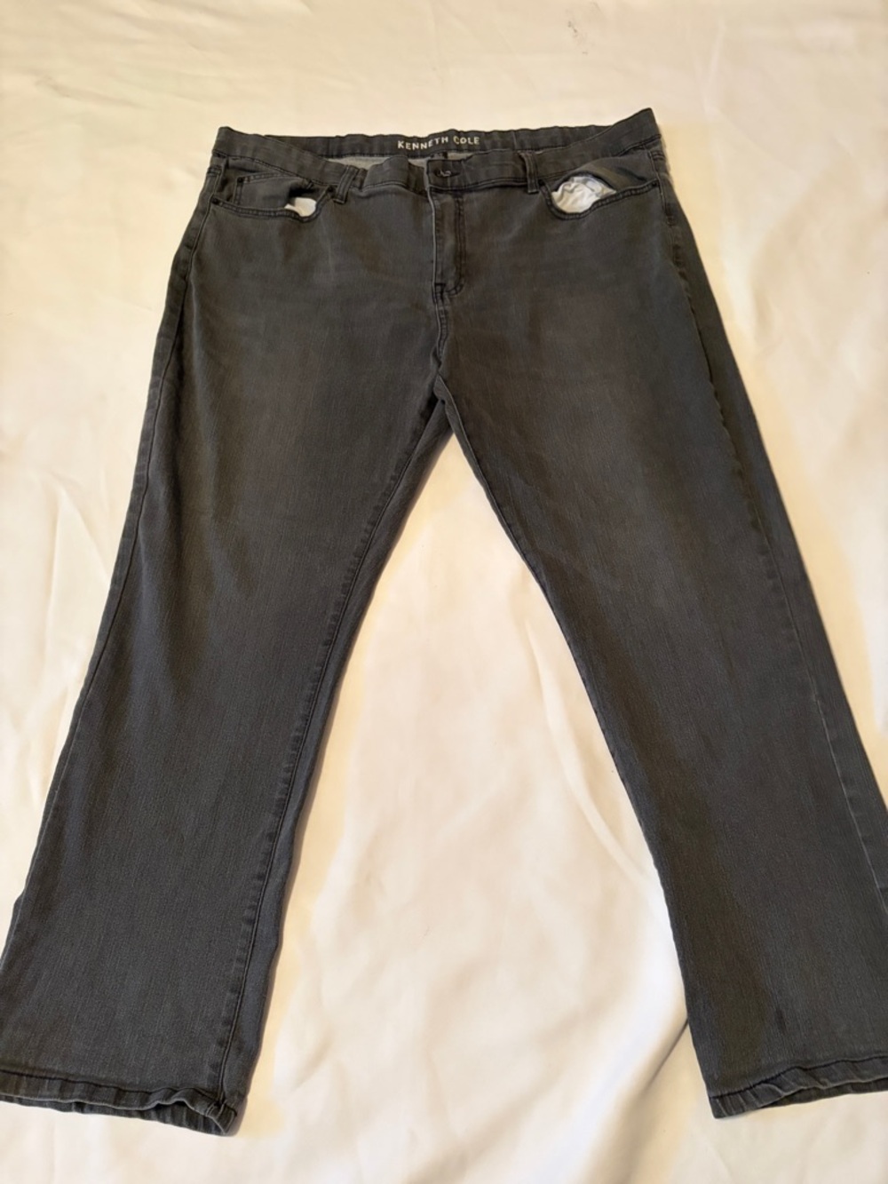 Kenneth Cole Charcoal Gray Jeans with Logo Waistband